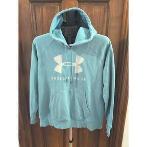 Under Armour Women's UA Rival Fleece Big Logo Hoodie Size‎ Large Light Blue